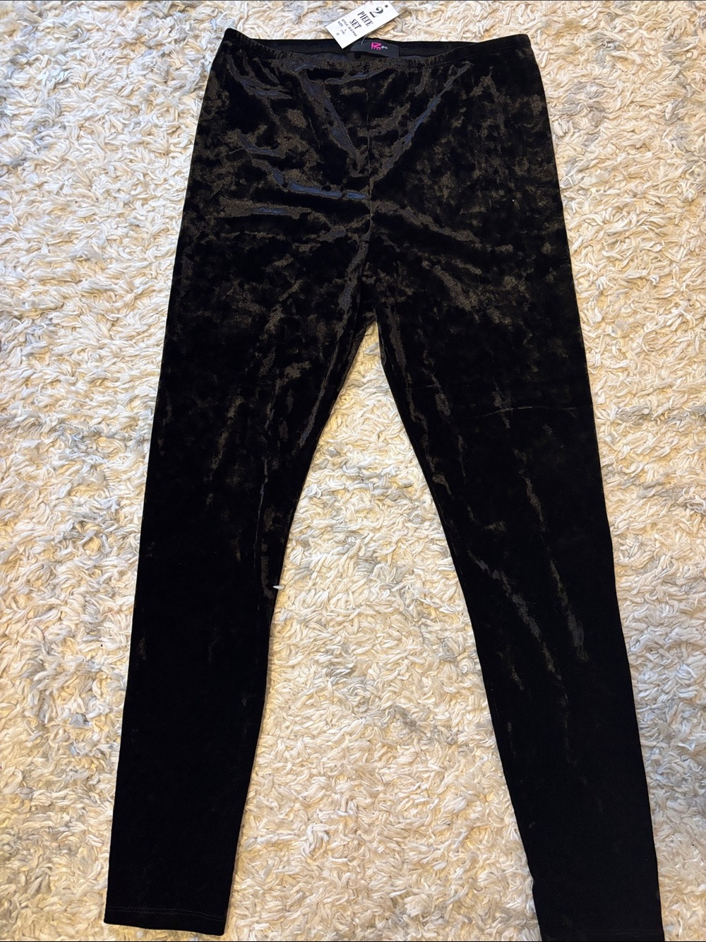 Iz Byer Black Velvet-Look Girls' Leggings